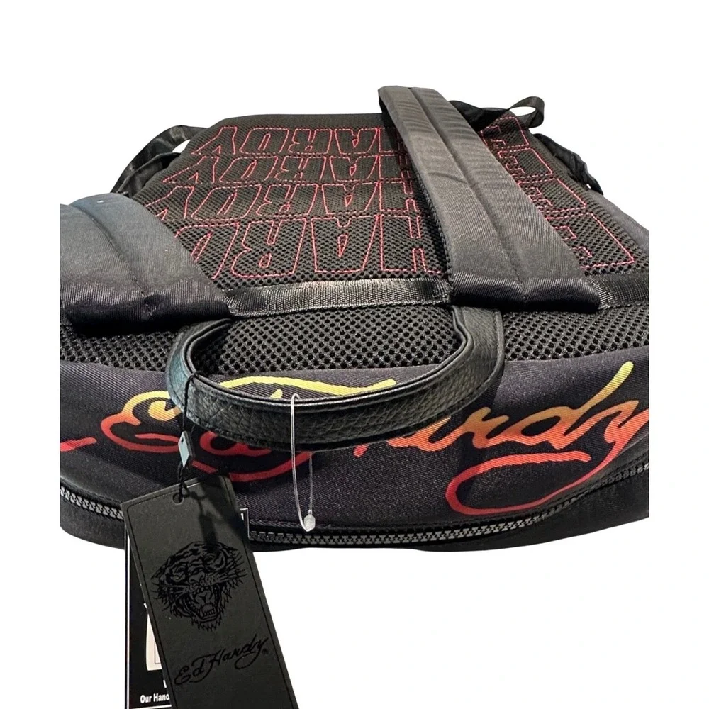 Ed Hardy Mi Vida Loca Skull Backpack Black Studded Tattoo Art Laptop Bag